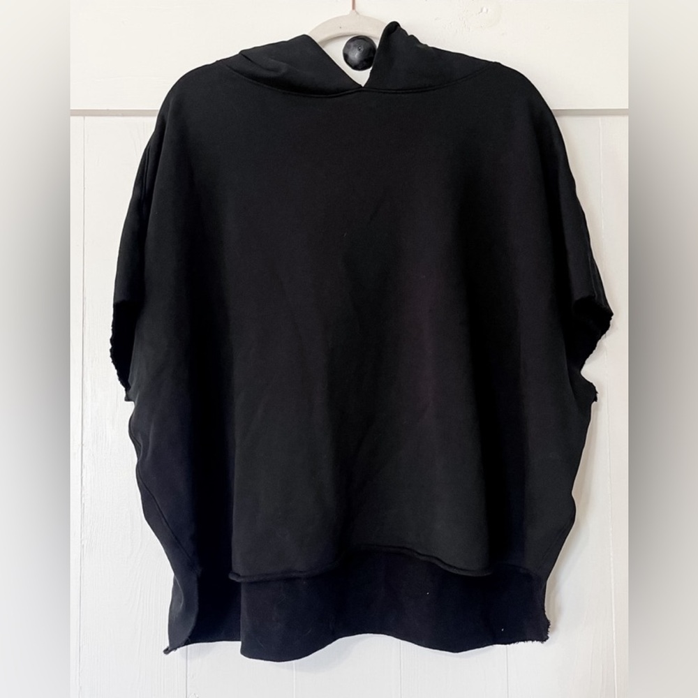 Frank & Eileen Rachael Sweatshirt Capelet Hooded Triple Fleece Black Size OS